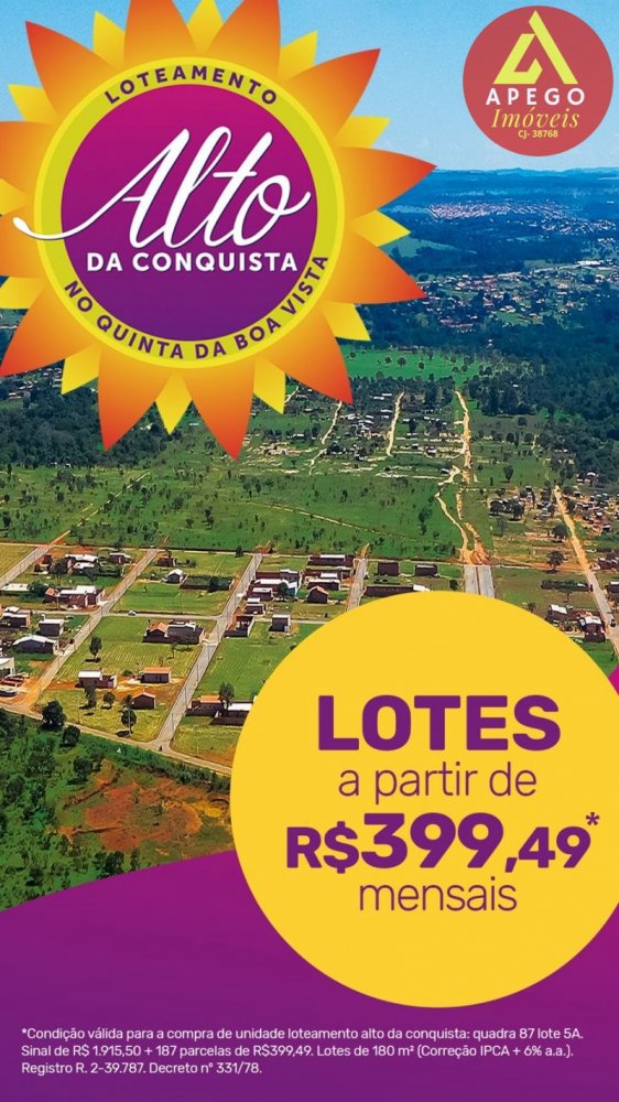 Terreno - Venda - Quinta da Boa Vista - Aparecida de Goiânia - GO